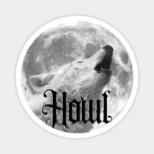 Howl, Moon With Wolf Howling Magnet